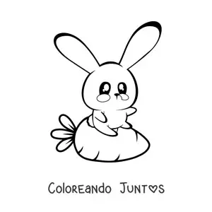 Imagen para colorear de conejo kawaii con zanahoria