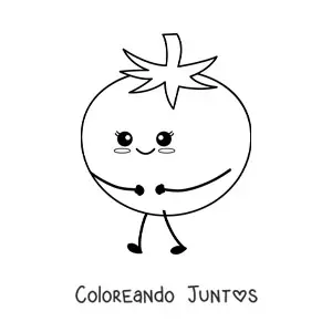 Imagen para colorear de tomate kawaii animado