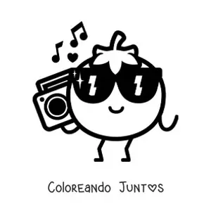 Imagen para colorear de tomate animado con lentes