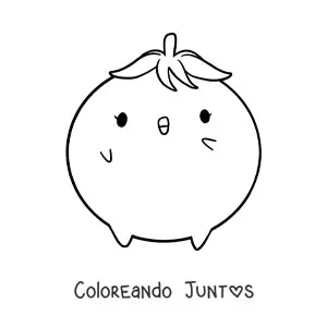 Imagen para colorear de tomate kawaii grande fácil