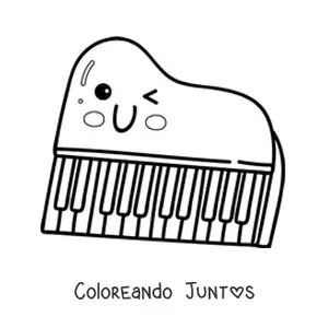 Imagen para colorear de piano kawaii grande