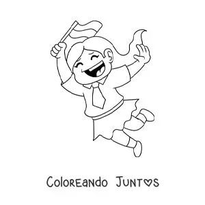 Imagen para colorear de niña kawaii con bandera de Indonesia