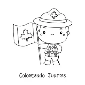 Imagen para colorear de hombre con bandera de Canadá