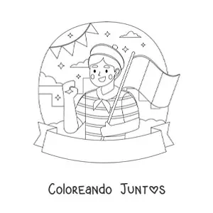 Imagen para colorear de hombre con la bandera de Francia