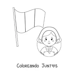 Imagen para colorear de mujer con la bandera de Francia
