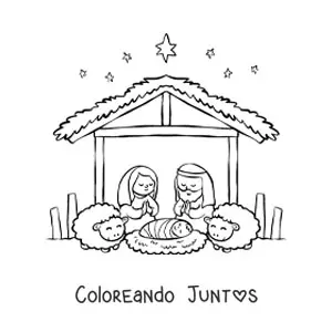 Imagen para colorear de belén navideño