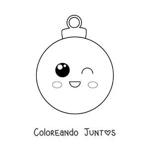 Imagen para colorear de bola de Navidad kawaii animada