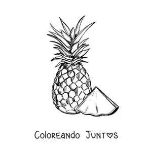 Imagen para colorear de una piña y una rebanada