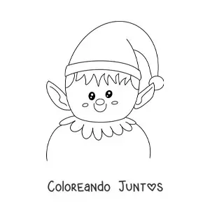Imagen para colorear de duende de Navidad con orejas grandes