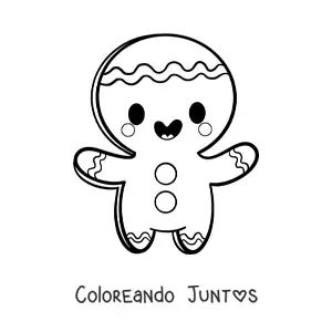 Imagen para colorear de hombre de jengibre kawaii