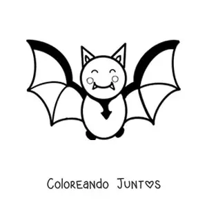 Imagen para colorear de murciélago tierno animado volando