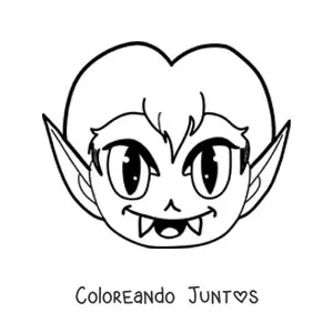 Imagen para colorear de cara de vampiro kawaii