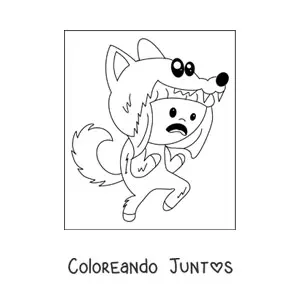 Imagen para colorear de niño disfrazado de hombre lobo kawaii