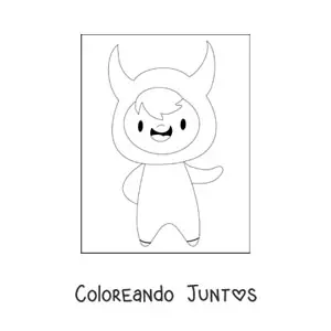Imagen para colorear de niño disfrazado de diablo kawaii