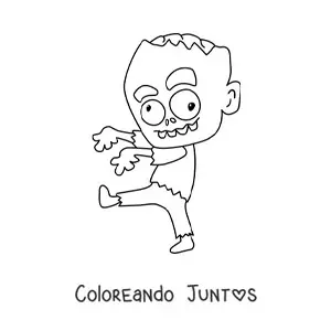 Imagen para colorear de zombie animado caminando
