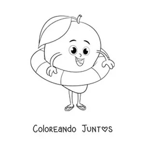 Imagen para colorear de un mango animado con salvavidas