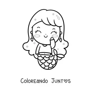Imagen para colorear de sirena kawaii fácil con suéter