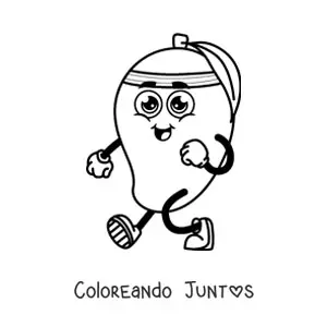 Imagen para colorear de un mango animado haciendo ejercicio