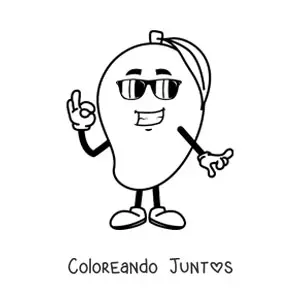 Imagen para colorear de un mango animado con lentes de sol