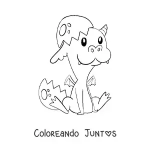 Imagen para colorear de huevo con dragón bebé sentado