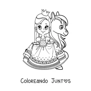 Imagen para colorear de princesa y pony