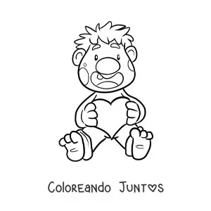 Imagen para colorear de troll animado sentado con corazón