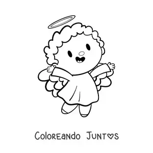 Imagen para colorear de ángel kawaii
