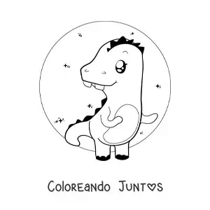 Imagen para colorear de dinosaurio kawaii fácil
