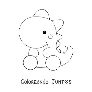 Imagen para colorear de dinosaurio kawaii grande sentado