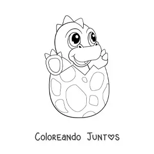 Imagen para colorear de dinosaurio tierno saliendo de un huevo