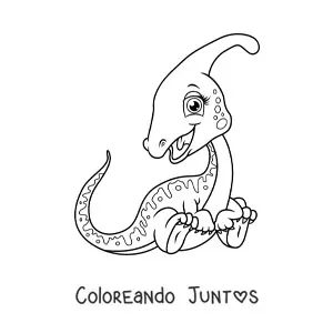 Imagen para colorear de dinosaurio bebé hermoso sentado