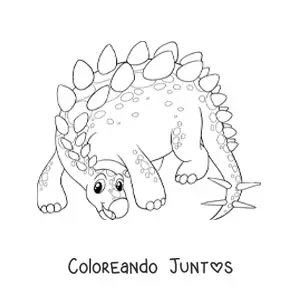 Imagen para colorear de dinosaurio herbívoro bonito