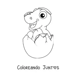Imagen para colorear de dinosaurio grande saliendo del huevo