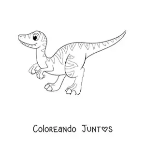 Imagen para colorear de velociraptor tierno