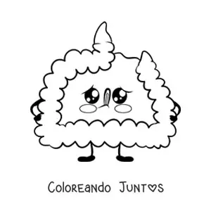 Imagen para colorear de cerebro kawaii grande