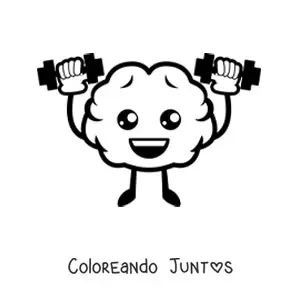 Imagen para colorear de cerebro kawaii animado leyendo un libro