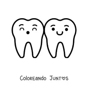 Imagen para colorear de dientes kawaii