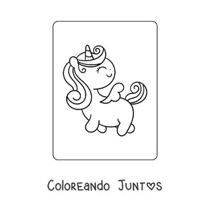 Imagen para colorear de unicornio bonito animado caminando
