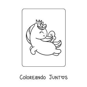 Imagen para colorear de princesa unicornio volando