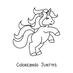 Imagen para colorear de unicornio kawaii en dos patas