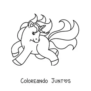 Imagen para colorear de unicornio kawaii galopando