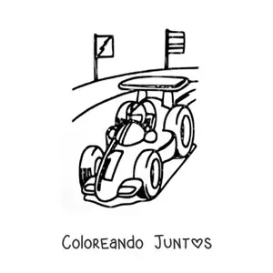 Imagen para colorear de un auto de fórmula 1 en la pista de carreras