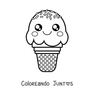 Imagen para colorear de barquilla kawaii con chispas de colores