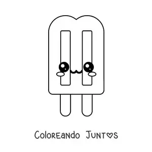 Imagen para colorear de doble paleta de helado kawaii fácil