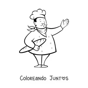 Imagen para colorear de chef panadero fácil