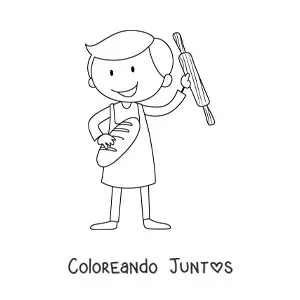 Imagen para colorear de niño panadero animado