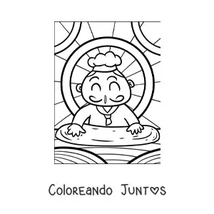 Imagen para colorear de chef cocinero italiano amasando pizza