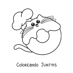 Imagen para colorear de chef dona kawaii animada