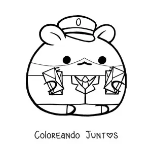 Imagen para colorear de hámster cartero kawaii animado