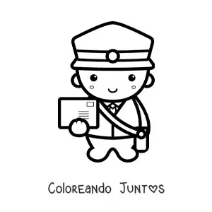 Imagen para colorear de cartero kawaii grande